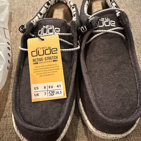 HEY DUDE WALLY STRETCH OPAL BLACK 8 - Picture 1 of 5